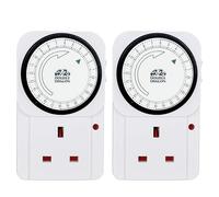 Double Dragon 24 Hour Segment Timer Switch - Energy Saver Plug Standard Size - Programmable Time Controller - Pack of 2