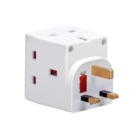 Double Dragon 3 Way Plug Adapter UK, 3 Pin Plug Adapter 3 Way 13Amp Wall Socket Adapter, Multi Plug Extender Socket Splitter Extension Block for Kitchen, Home, Office