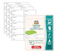 Double Dragon 300-Pack Premium Removable Freezer Stickers-6x3cm | Waterproof Labels for Food Containers, Baby Pots etc | Strong Adhesive, Easy to Write Surface | Peel Off Clean with No Sticky Residue