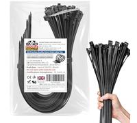 Double Dragon 4.8 mm × 300 mm Heavy-Duty PA66 Nylon Cable Ties - 250 Pack | 22 kg (48 lb) Tensile Strength | UV- & Weather-Resistant Self-Locking Zip Ties | CE • RoHS • UL