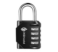 Double Dragon 4-Digit Combination Padlock | Heavy-Duty Keyless Lock with 10,000 Code Options | Weather-Resistant Alloy Body | Ideal for Lockers, Gates, Gym, Outdoor & Travel - Black (Pack of 1)