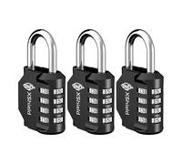 Double Dragon 4-Digit Combination Padlock | Heavy-Duty Keyless Lock with 10,000 Code Options | Weather-Resistant Alloy Body | Ideal for Lockers, Gates, Gym, Outdoor & Travel - Black (Pack of 3)