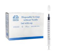 Double Dragon 50Pcs 1ml Disposable Plastic Colostrum Syringes with Caps | No-Needle Liquid Measuring Syringes with Comfortable Grip for Lab Work, Pet & Plant Feeding, Crafting & Glue Application