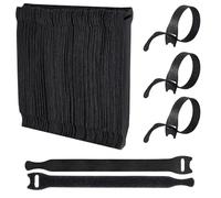 Double Dragon 50x Black Reusable Cable Straps, Adjustable Hook & Loop Cable Ties, 150mm x 12mm for HDMI, USB, Ethernet & Power Cords, Cable Tidy Management & Wire Organizer for Home, Office & PC