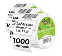 Double Dragon, 57 mm x 32 mm, 1000 Direct Thermal Labels on roll for Direct Thermal Printers, Zebra, MUNBYN, Rollo, TSC, Toshiba, Citizen, Eltron and More. (Pack of 3)