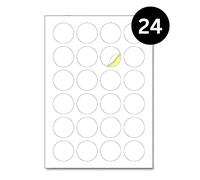 Double Dragon, 600 Round Sticker Labels, 40mm Diameter, White Self-Adhesive, on 25 A4