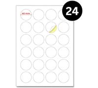 Double Dragon, 600 Round Sticker Labels, 40mm Diameter, White Self-Adhesive, on 25 A4 Sheets (24 Stickers per Sheet, 600 Total), Writable & Printable with Laser/Inkjet Printers, Multi-Purpose Use