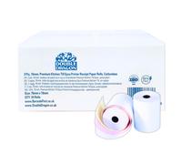 Double Dragon 76 x 76 mm, 3-Ply Carbonless Paper Roll for Kitchen Printer, Printing Calculator, Non-Thermal Till POS Receipt, Dot Matrix Impact - 20