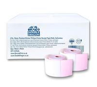 Double Dragon 76 x 76mm, 2ply Premium Paper Till EPOS Kitchen Printer Receipt Rolls - Carbonless - (Box of 20 Rolls) - 2 PLY, Non-Thermal