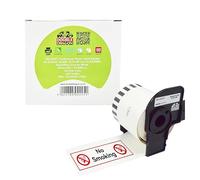 Double Dragon DK-22251 Continuous Labels Roll, 62mm(W) x 15.24m(L) | Red & Black Print on White | Compatible with Brother P-Touch QL-800, QL-810W, QL-820NWB | Comes with Holder