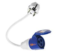 Double Dragon EU 230V Caravan Mains Hook-Up Converter - 16A Schuko 2-Pin Plug to 16A CEE 3-Pin Socket Adapter | IP44 Splashproof | 42cm Hi-Vis Fly Lead | for Campervan, Motorhome, RV, Boat Hook-Ups