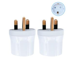 Double Dragon EU to UK Plug Adapter | European 2-Pin to UK 3-Pin Travel Adapter | Schuko & Europlug from France, Germany, Spain, Italy to UK Socket | BS8546 Certified, 13A Fused - White (2 Pack)