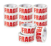 Double Dragon Extra Thick Fragile Printed Tape - 48mm wide, 66m long (Pack of 12) | Tear-Resistant, High-Tack & Long-Lasting | Ideal for Packing, Moving, Shipping, Labelling | Fits Dispensers etc