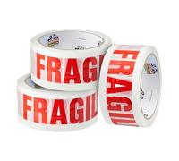 Double Dragon Extra Thick Fragile Printed Tape - 48mm wide, 66m long (Pack of 3) | Tear-Resistant, High-Tack & Long-Lasting | Ideal for Packing, Moving, Shipping, Labelling | Fits Dispensers etc