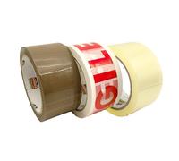 Double Dragon Mixed Packing Tape Multipack -66m Long, 48mm Wide, 3 Rolls| Brown, Clear & Fragile Printed Tape Rolls | Secure Adhesive Sealing Cellotape Tape for Parcels, Moving Boxes & Storage