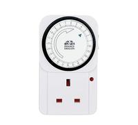 Double Dragon Pack of 1, 24 Hour Mechanical Timer Plug Socket| Programmable UK 3-Pin Timer Switch with 15-Minute Intervals |13A 3120W Energy-Saving Plug-in Timer for Lights, Appliances & Home Security