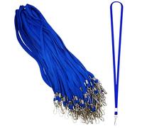 Double Dragon Pack of 100 Premium Flat Lanyards with Metal Swivel J Hook | 900mmx10mm Neck Lanyard for ID Cards Holders, Work Badges, Business Cards, Key Rings | Skin-Friendly, Non-Itchy Fabric|Blue