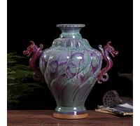 Double Dragon Pattern Ceramic Vase for Home Decoration, Jingdezhen Porcelain Appreciation Bottle, Perfect for Gifts and Implying Wealth, Living Room Decor