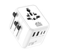 Double Dragon Universal Travel Adapter, Worldwide Plug Adapter for 190+ Countries with UK, EU, US & AUS Type G/C/A/I Plugs, 2 AC Outlets, 2 USB-C & 2 USB-A Ports, 17W USB Charger, 2500W Fuse Protected