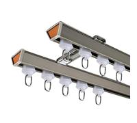 Double Drapery Track System - Side/Ceiling Mount Curtain Rail for Living Room & Bedroom - Versatile Window Drapes Pole - Gray (140cm/4.6ft) - Room Divider Solution