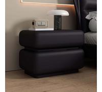 Double Drawer Bedside Table - PU Leather Nightstand with Solid Wood Frame for Bedroom Storage, Modern Design, Stylish and Durable Furniture