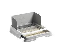 Double-drawer Dog Potty Six-point Non-slip Feet Dog Toilet Easy to Clean Three Sides of the Raised Fence with Stainless Steel Mesh Frame with Dog Litter/urine Pads Dual-use(64x44x28cm/25.2x17.3x11.0")