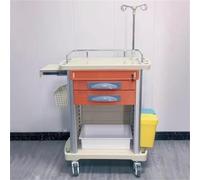Double Drawer Infusion Cart with Workbench，Mobile Medical Crash Cart Trolley with Emergency Accessory，for Nursing Center, Clinic ，Easy to Clean,N
