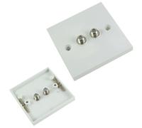 Double Dual F Type Connector Wall Face Plate Outlet Sky Plus HD Satellite Screw