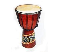 Double Duck 30 cm Hand Carved Djembe Bongo Drum, Brown, Wood, Goat Skin, Painted, Musical Instruments, Drum