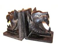 Double Duck Lion head shaped hand carved bookends, wood, Gothic/Horror/Dramatic, Halloween, Theatre Prop