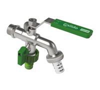 Double Duo Outlet Garden Outdoor Tap Ball Valve Faucet 1/2" X 3/4" X 3/4" Bsp