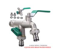Double Duo Outlet Garden Outdoor Tap Valve Faucet 1/2" / 3/4" Frost-proof Brass For Household G