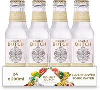 DOUBLE DUTCH Elderflower Tonic Water (24 x 200ml Bottles) - Low Calorie, Diet Tonic Water for Gin and Cocktails | Gluten Free, Vegan Friendly Soft Drink Perfect Mixer