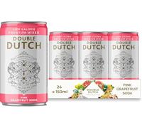 Double Dutch Pink Grapefruit Soda | Low Calorie Diet Soft Drink | 100% Natural Ingredients | Gluten Free, Vegan Friendly Premium Mixer Perfect For Gin, Vodka & Cocktails | 24 x 150ml Cans
