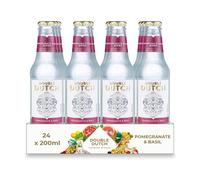 DOUBLE DUTCH Premium Pomegranate & Basil Soda (24 x 200ml Bottles) - Low Calorie, Diet Soda Water for Gin, Tequila, Vodka, Rum, Cocktails | Gluten Free and Vegan Friendly Soft Drink Perfect Mixer