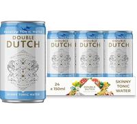 Double Dutch Skinny Tonic Water | Low Calorie Diet Indian Tonic Water| Gluten Free, Vegan Friendly Premium Mixer Perfect For Gin & Cocktails | 24 x 150ml Cans