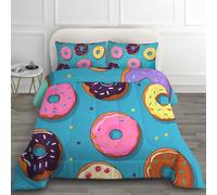 Double Duvet 7.5 Tog - Kids Donut Duvet Set, Reversible Soft Warm All Seasons Coverless Duvet for Winter, Machine Washable Quilt 200x200 cm and 2 Pillowcases 50x75 cm B*-279