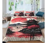 Double Duvet Cover 200×200cm - Japanese Style Waves Moon Three-dimensional Soft Double Bedding Sets Duvet Cover Set with 2 Matching Pillowcases