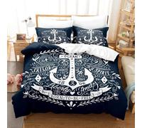 Double Duvet Cover Anchor Double Duvet Cover with Zipper Closure for Aldults Kids Soft Breathable Microfiber Bedding Set 200x200 cm + 2 Pillowcases 50x75 cm 5L9W4Q2481