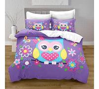 Double Duvet Cover Colorful Owl Double Duvet Cover with Zipper Closure for Aldults Kids Soft Breathable Microfiber Bedding Set 200x200 cm + 2 Pillowcases 50x75 cm 5L9W261605