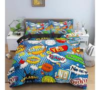 Double Duvet Cover Graffiti Double Duvet Cover with Zipper Closure for Aldults Kids Soft Breathable Microfiber Bedding Set 200x200 cm + 2 Pillowcases 50x75 cm 5L9W4Q2277