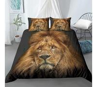 Double Duvet Cover Lion Double Duvet Cover with Zipper Closure for Aldults Kids Soft Breathable Microfiber Bedding Set 200x200 cm + 2 Pillowcases 50x75 cm 512W10Q1071