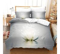 Double Duvet Cover Lotus Double Duvet Cover with Zipper Closure for Aldults Kids Soft Breathable Microfiber Bedding Set 200x200 cm + 2 Pillowcases 50x75 cm 5L9W4Q2349
