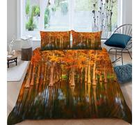 Double Duvet Cover Maple Leaves Bedding Sets Soft Microfibre 3D Autumn Maple Leaves Quilt Cover 200x200 cm with Zipper Closure + 2 Pillowcases 50x75 cm Bedroom Bed Set B-1817