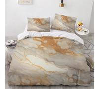Double Duvet Cover Marble 200x200 cm Bedding Set with Zipper Closure Ultra Soft Microfiber 3D Marble Quilt Cover 3 Pieces with 2 Pillowcase 50x75(Pattern 2-3)