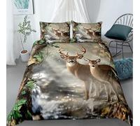 Double Duvet Cover Moose Double Duvet Cover with Zipper Closure for Aldults Kids Soft Breathable Microfiber Bedding Set 200x200 cm + 2 Pillowcases 50x75 cm 512W10Q1107