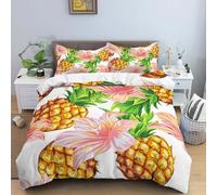 Double Duvet Cover Pineapple Double Duvet Cover with Zipper Closure for Aldults Kids Soft Breathable Microfiber Bedding Set 200x200 cm + 2 Pillowcases 50x75 cm 5L9W4Q2343