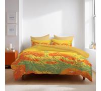 double Duvet Cover Red-yellow Illustration crabapple retro Brushed Microfiber Bedding Sets - Soft Thick Quilt Covers with 2 Pillow Shams,Reversible Printed Comforter Cover (200x200cm)