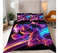 Double Duvet Cover Set 200x200 cm Football Bedding Double Bed Set Abstract Rugby Sports Duvet Cover Sets Microfiber 3 Piece Kids Teenager Room Decoration with Zipper and 2 Pillow Case
