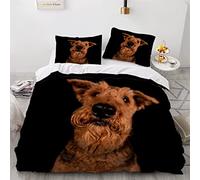 Double Duvet Cover Set Airedale Terrier Dog 3d Printed Bedding Quilt Cover Set 3 Pieces Soft Microfiber Comforter Cover with Zipper Closure and 2 Pillowcases For kids and Teens -200x200cm